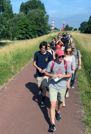 students walking