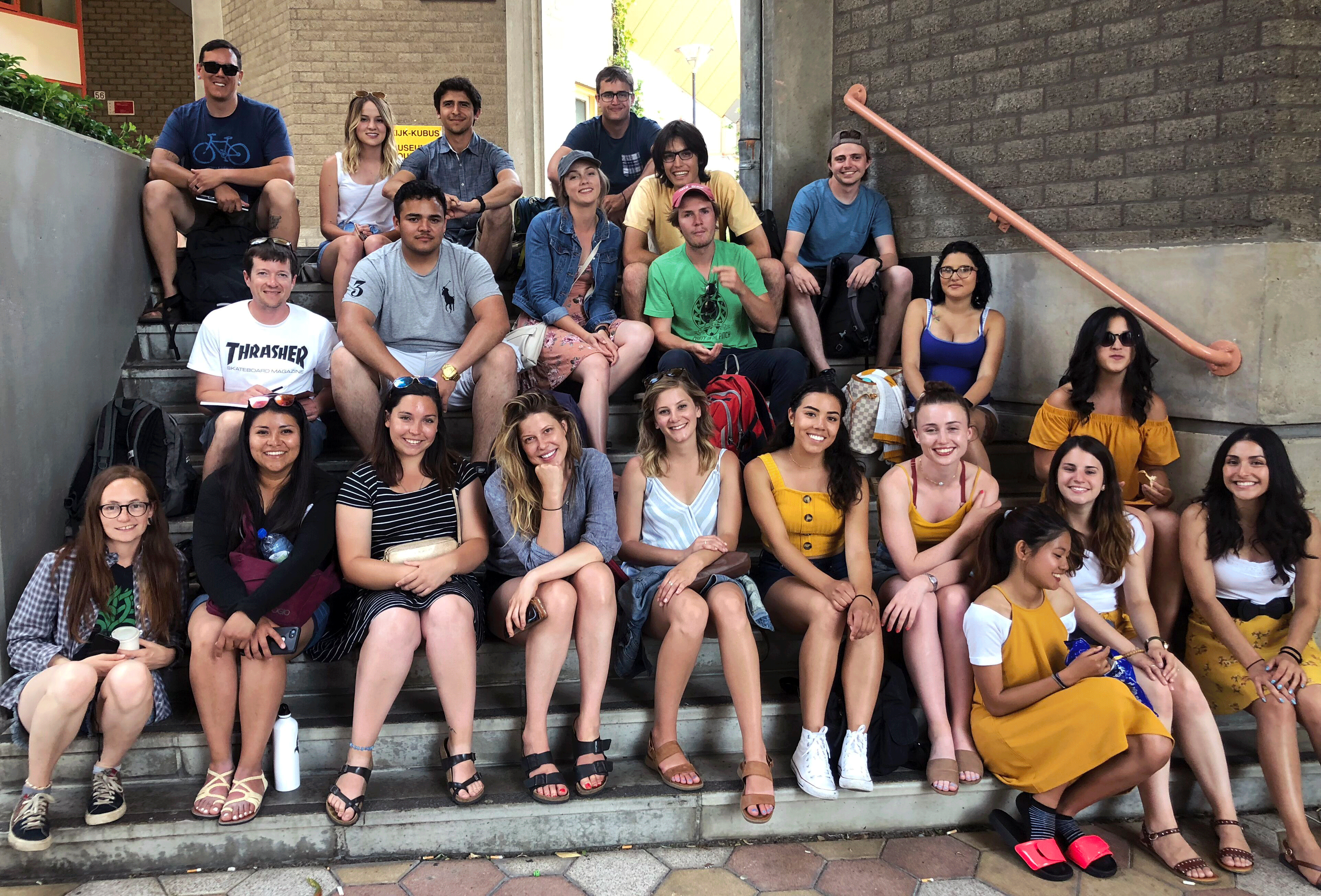 students on steps
